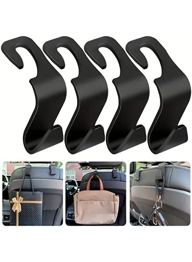 4pcs Black Car Headrest Hooks Back Seat Storage Hangers Handbag Holders - Image 2